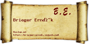 Brieger Ernák névjegykártya